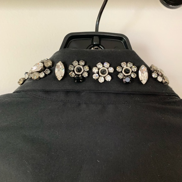 DESIGNER PRADA BLACK SHIRT W EMBROIDERED COLLAR - Picture 6 of 14